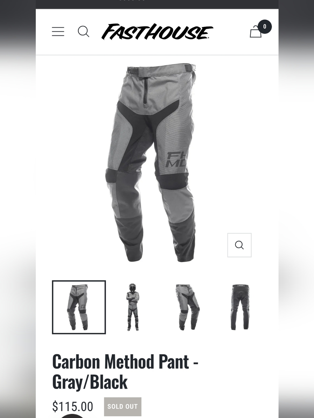 Fasthouse Men's Gray and Black Carbon Method Pants